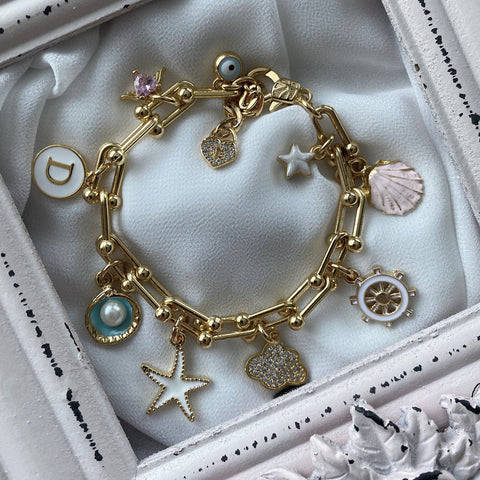 10 charm tiffany zincir özel tasarım gökyüzü ve deniz temalı pandora bileklik